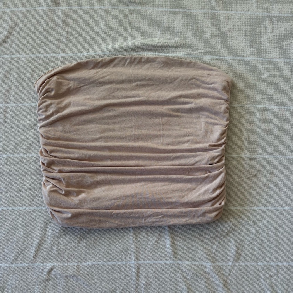 Cream/Tan Ruched Tube Top